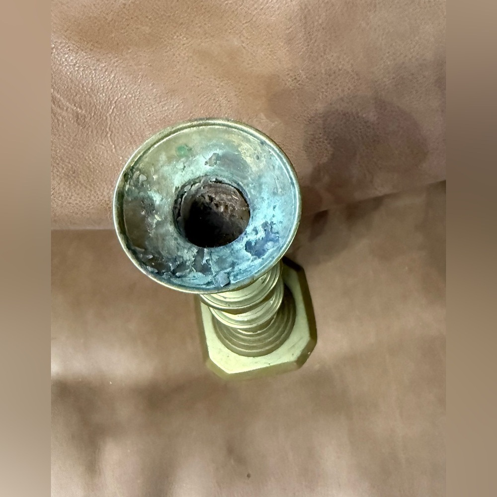 Vintage Candle Holder Mid Century 12" Column Brass Candlestick - Picture 3 of 8